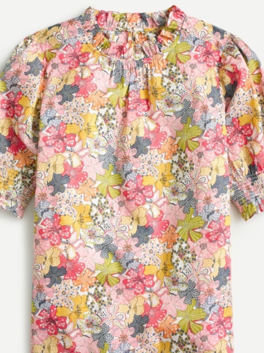 J.Crew x Liberty London Smocked Neck Puff Sleeve Floral Top